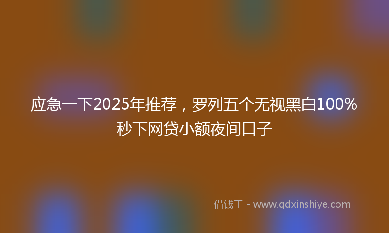 应急一下2025年推荐，罗列五个无视黑白100%秒下网贷小额夜间口子