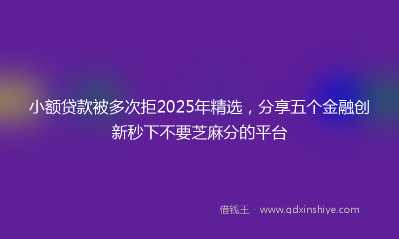 小额贷款被多次拒2025年精选，分享五个金融创新秒下不要芝麻分的平台