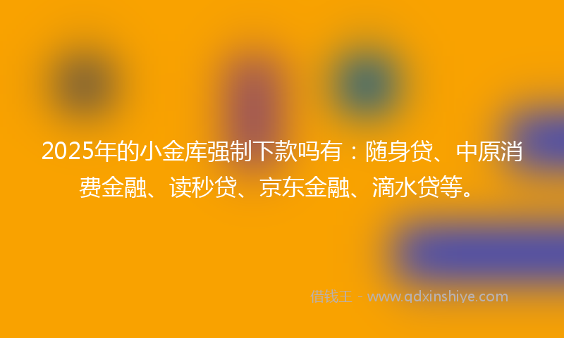 2025年的小金库强制下款吗有：随身贷、中原消费金融、读秒贷、京东金融、滴水贷等。