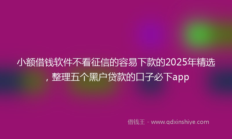 小额借钱软件不看征信的容易下款的2025年精选，整理五个黑户贷款的口子必下app