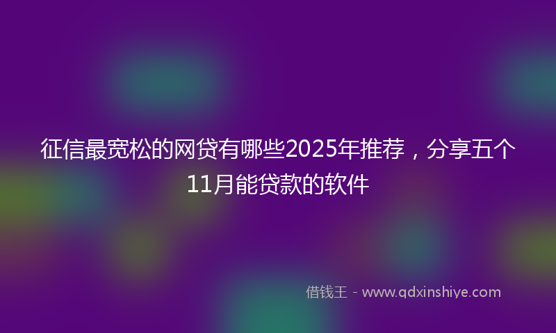 征信最宽松的网贷有哪些2025年推荐，分享五个11月能贷款的软件