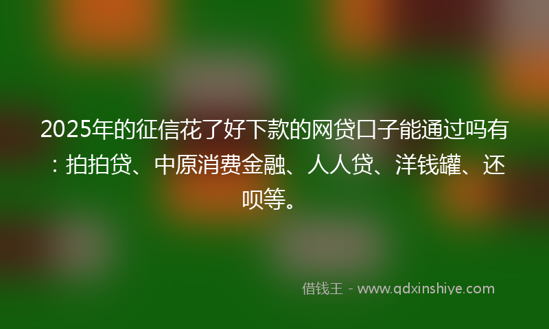 2025年的征信花了好下款的网贷口子能通过吗有：拍拍贷、中原消费金融、人人贷、洋钱罐、还呗等。