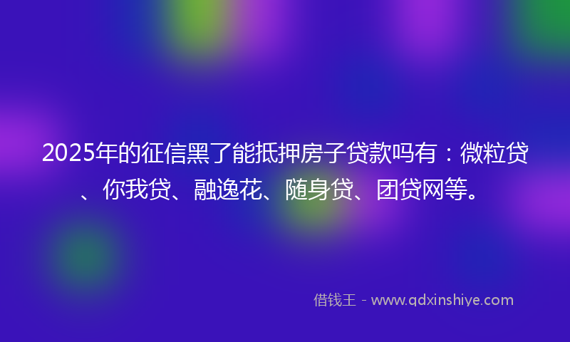2025年的征信黑了能抵押房子贷款吗有：微粒贷、你我贷、融逸花、随身贷、团贷网等。