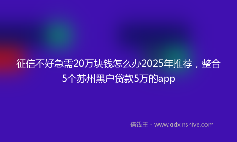 征信不好急需20万块钱怎么办2025年推荐，整合5个苏州黑户贷款5万的app