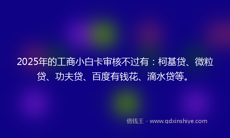 2025年的工商小白卡审核不过有：柯基贷、微粒贷、功夫贷、百度有钱花、滴水贷等。