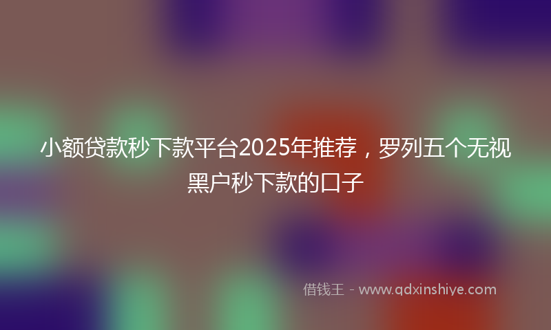 小额贷款秒下款平台2025年推荐，罗列五个无视黑户秒下款的口子