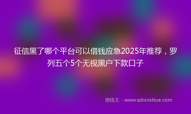 征信黑了哪个平台可以借钱应急2025年推荐，罗列五个5个无视黑户下款口子
