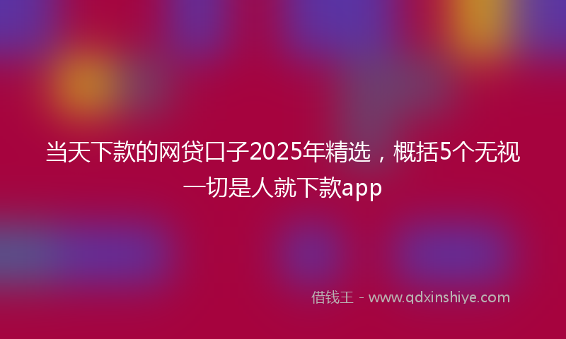 当天下款的网贷口子2025年精选，概括5个无视一切是人就下款app