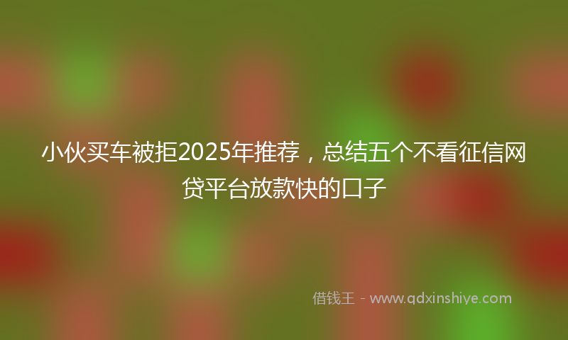 小伙买车被拒2025年推荐，总结五个不看征信网贷平台放款快的口子