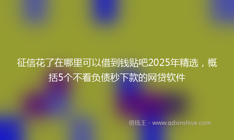 征信花了在哪里可以借到钱贴吧2025年精选，概括5个不看负债秒下款的网贷软件