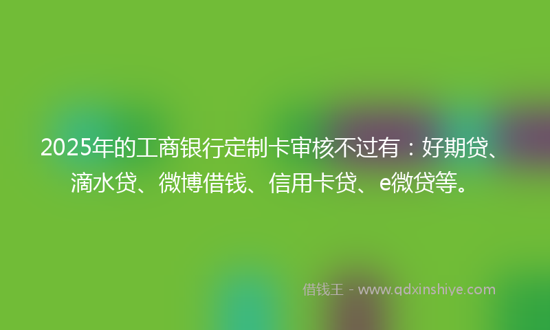 2025年的工商银行定制卡审核不过有：好期贷、滴水贷、微博借钱、信用卡贷、e微贷等。