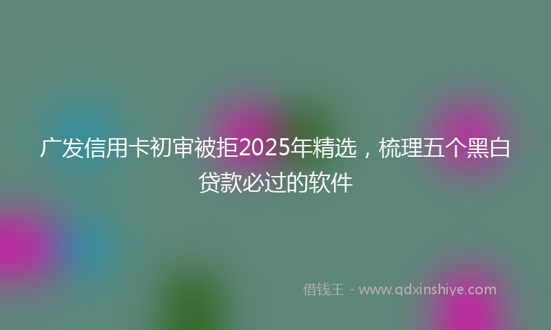广发信用卡初审被拒2025年精选，梳理五个黑白贷款必过的软件