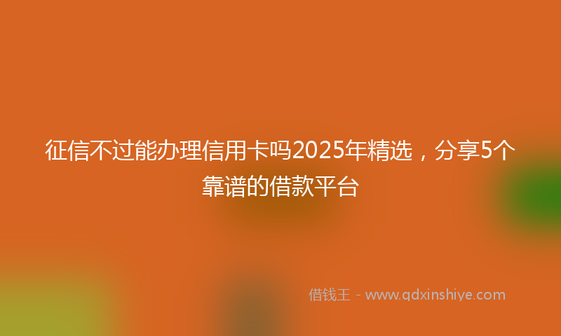 征信不过能办理信用卡吗2025年精选，分享5个靠谱的借款平台