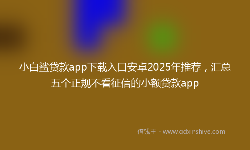 小白鲨贷款app下载入口安卓2025年推荐，汇总五个正规不看征信的小额贷款app