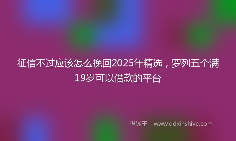 征信不过应该怎么挽回2025年精选，罗列五个满19岁可以借款的平台
