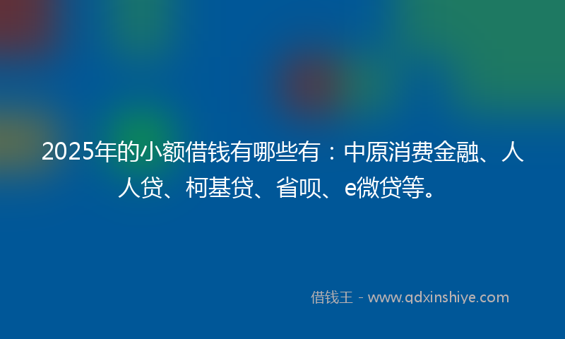 2025年的小额借钱有哪些有：中原消费金融、人人贷、柯基贷、省呗、e微贷等。