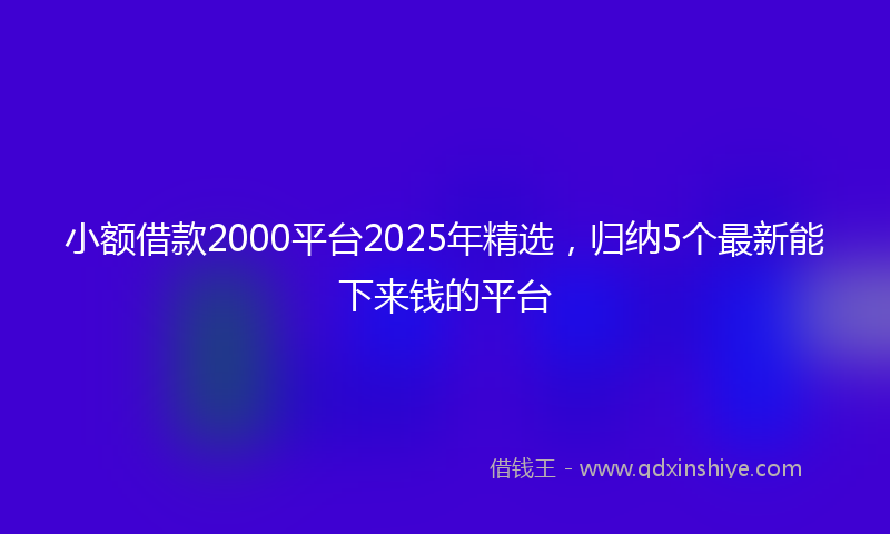 小额借款2000平台2025年精选，归纳5个最新能下来钱的平台