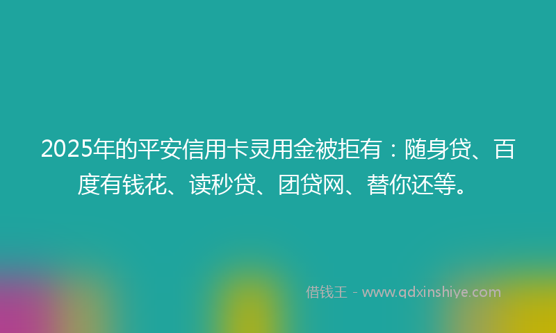2025年的平安信用卡灵用金被拒有：随身贷、百度有钱花、读秒贷、团贷网、替你还等。