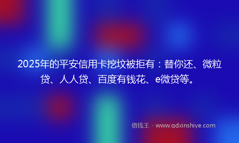 2025年的平安信用卡挖坟被拒有：替你还、微粒贷、人人贷、百度有钱花、e微贷等。