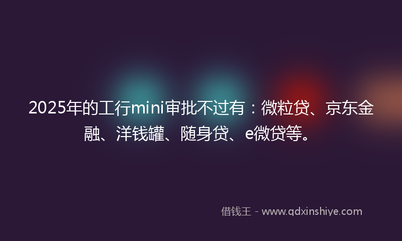 2025年的工行mini审批不过有：微粒贷、京东金融、洋钱罐、随身贷、e微贷等。