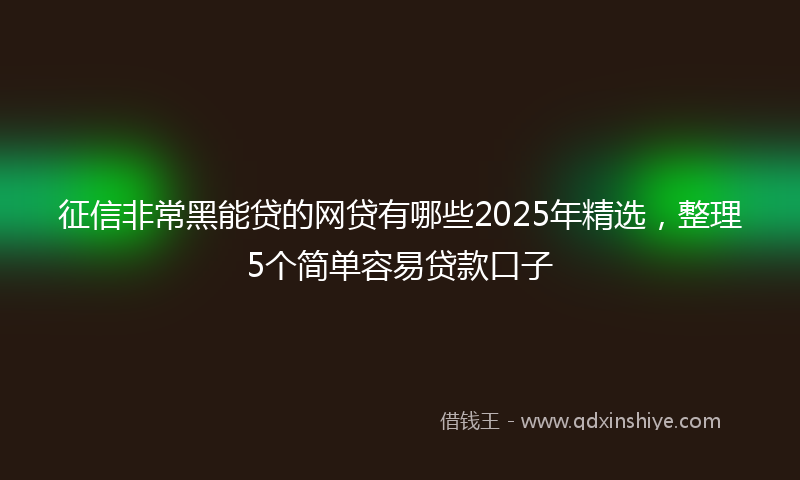 征信非常黑能贷的网贷有哪些2025年精选，整理5个简单容易贷款口子