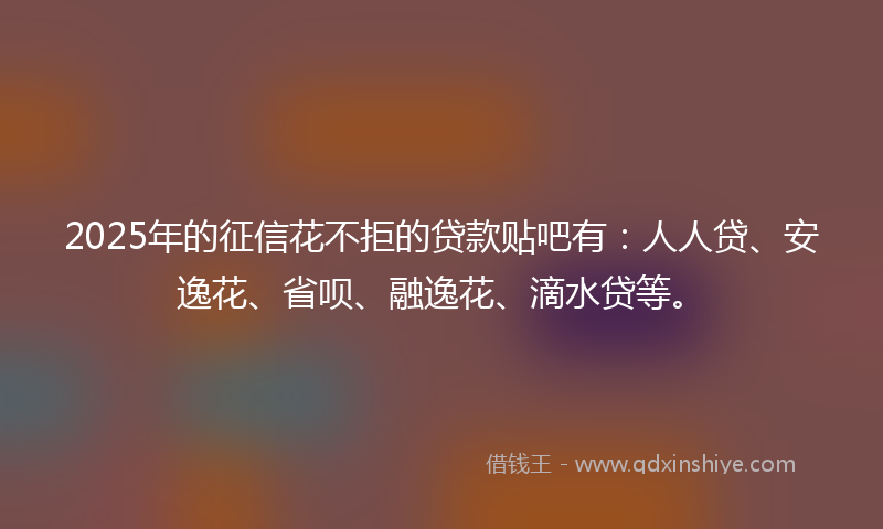 2025年的征信花不拒的贷款贴吧有：人人贷、安逸花、省呗、融逸花、滴水贷等。