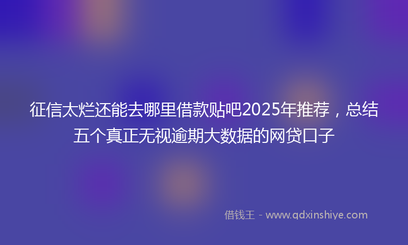 征信太烂还能去哪里借款贴吧2025年推荐，总结五个真正无视逾期大数据的网贷口子