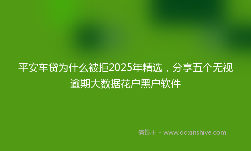 平安车贷为什么被拒2025年精选，分享五个无视逾期大数据花户黑户软件