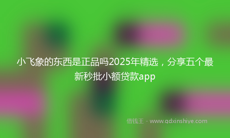 小飞象的东西是正品吗2025年精选，分享五个最新秒批小额贷款app