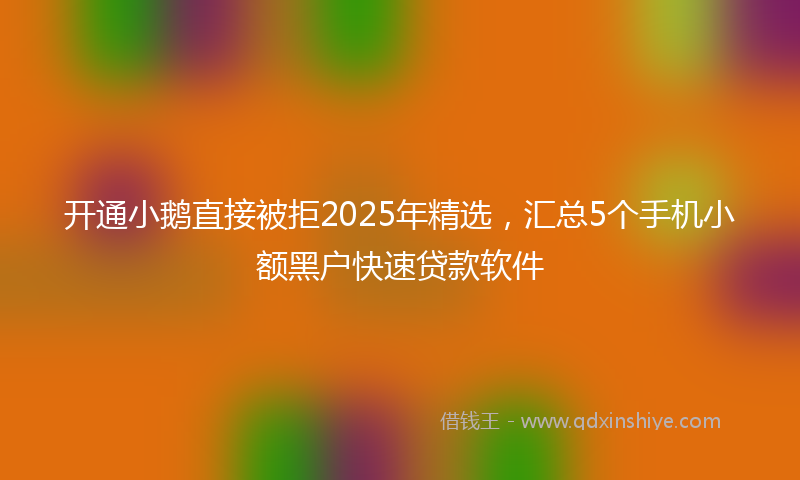 开通小鹅直接被拒2025年精选，汇总5个手机小额黑户快速贷款软件
