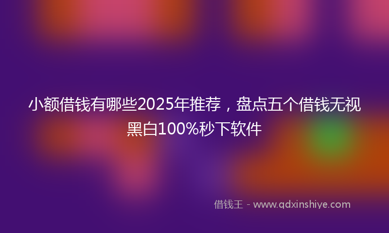 小额借钱有哪些2025年推荐，盘点五个借钱无视黑白100%秒下软件