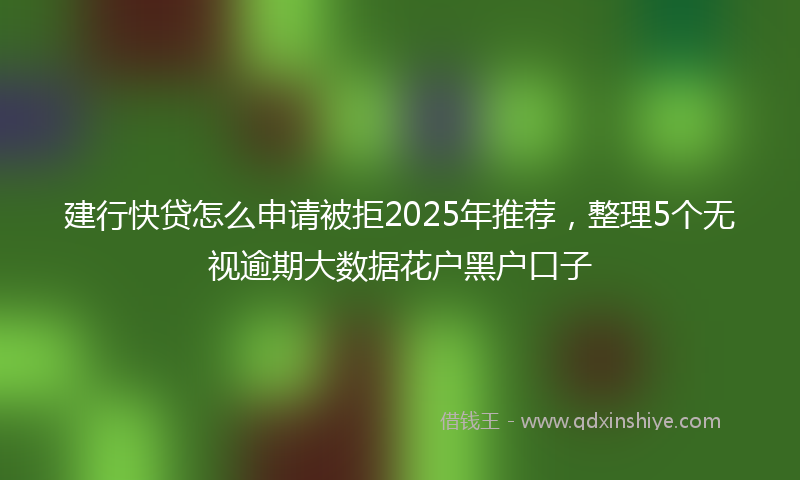 建行快贷怎么申请被拒2025年推荐，整理5个无视逾期大数据花户黑户口子