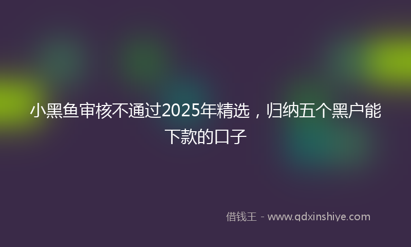 小黑鱼审核不通过2025年精选，归纳五个黑户能下款的口子