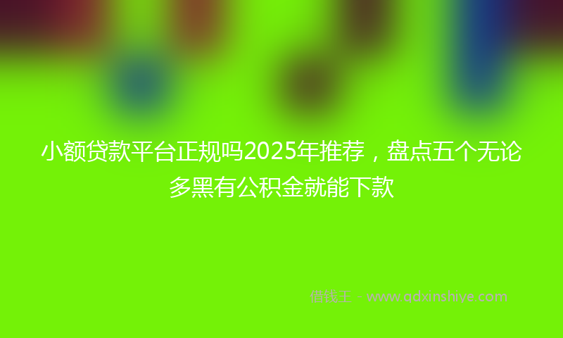 小额贷款平台正规吗2025年推荐，盘点五个无论多黑有公积金就能下款