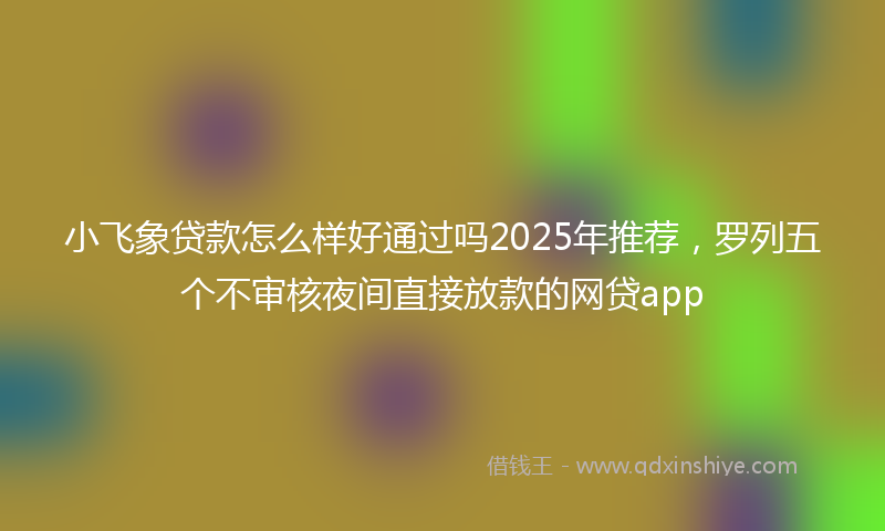 小飞象贷款怎么样好通过吗2025年推荐，罗列五个不审核夜间直接放款的网贷app