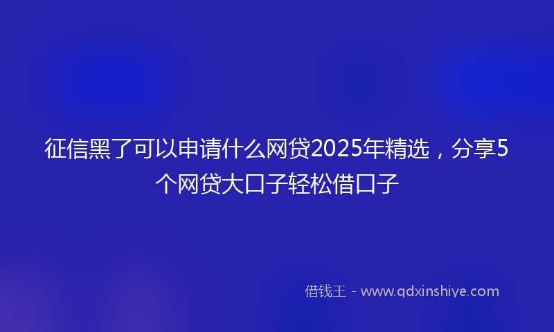 征信黑了可以申请什么网贷2025年精选，分享5个网贷大口子轻松借口子