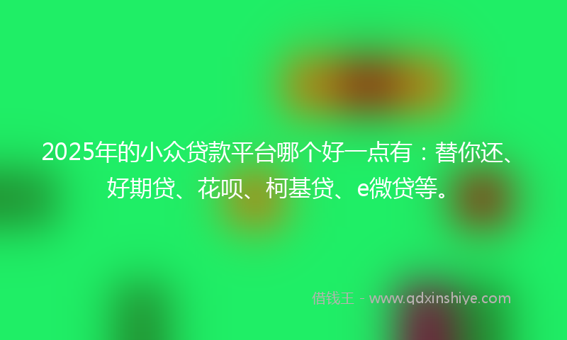 2025年的小众贷款平台哪个好一点有：替你还、好期贷、花呗、柯基贷、e微贷等。