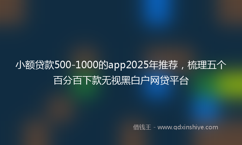 小额贷款500-1000的app2025年推荐，梳理五个百分百下款无视黑白户网贷平台