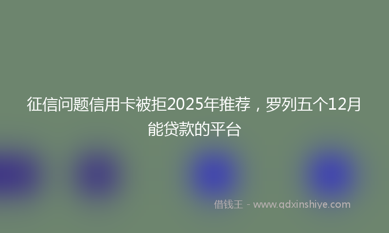 征信问题信用卡被拒2025年推荐，罗列五个12月能贷款的平台
