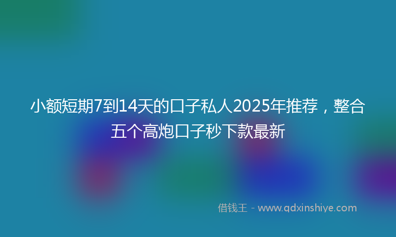 小额短期7到14天的口子私人2025年推荐，整合五个高炮口子秒下款最新