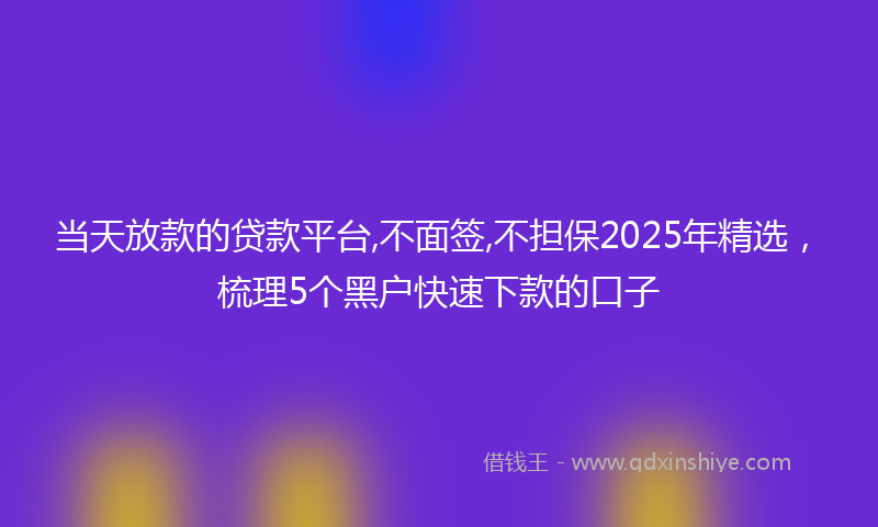 当天放款的贷款平台,不面签,不担保2025年精选，梳理5个黑户快速下款的口子