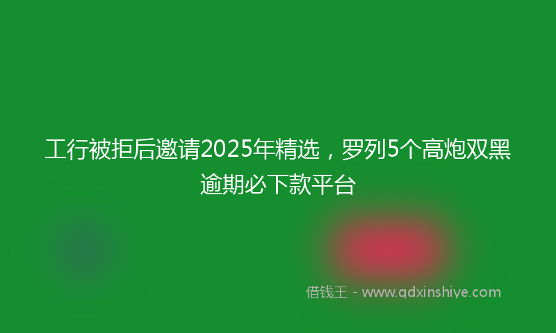 工行被拒后邀请2025年精选，罗列5个高炮双黑逾期必下款平台