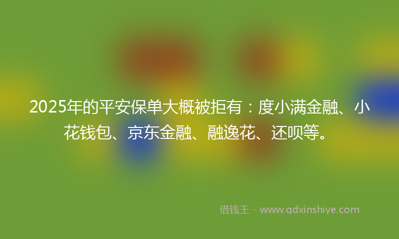 2025年的平安保单大概被拒有：度小满金融、小花钱包、京东金融、融逸花、还呗等。