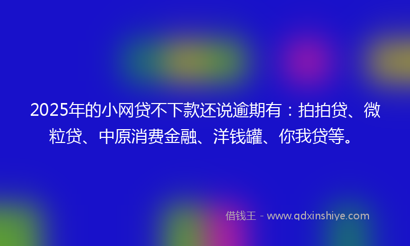 2025年的小网贷不下款还说逾期有：拍拍贷、微粒贷、中原消费金融、洋钱罐、你我贷等。