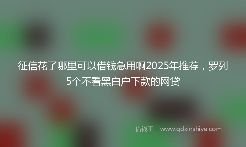 征信花了哪里可以借钱急用啊2025年推荐，罗列5个不看黑白户下款的网贷