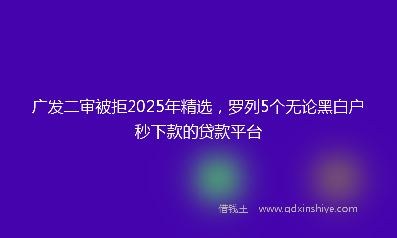 广发二审被拒2025年精选，罗列5个无论黑白户秒下款的贷款平台