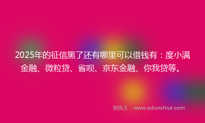 2025年的征信黑了还有哪里可以借钱有：度小满金融、微粒贷、省呗、京东金融、你我贷等。