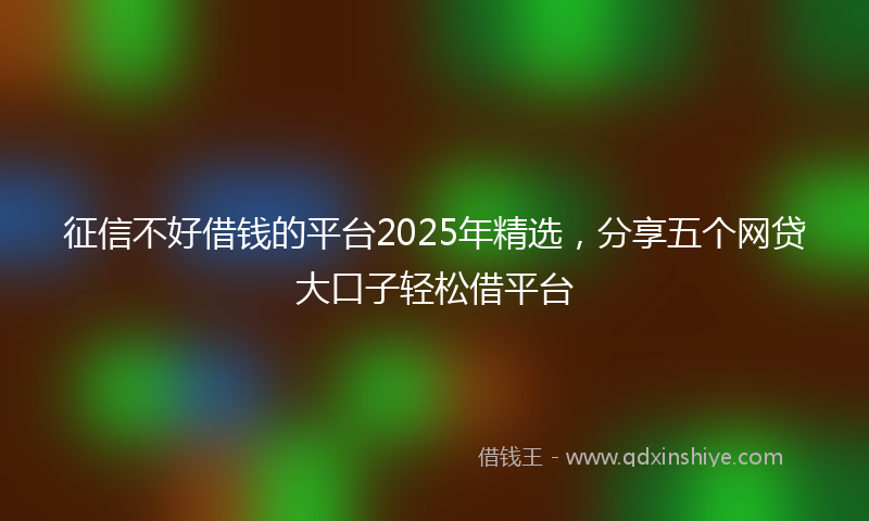 征信不好借钱的平台2025年精选，分享五个网贷大口子轻松借平台