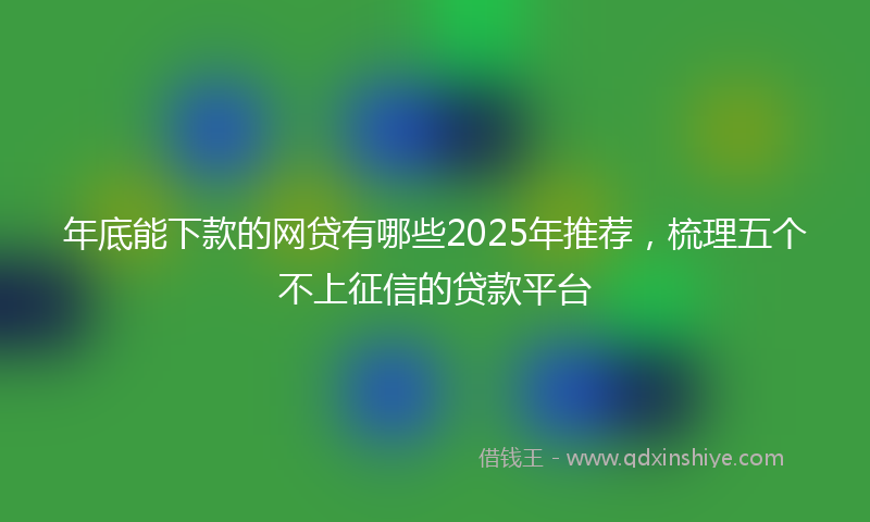 年底能下款的网贷有哪些2025年推荐，梳理五个不上征信的贷款平台