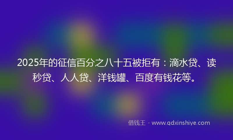 2025年的征信百分之八十五被拒有：滴水贷、读秒贷、人人贷、洋钱罐、百度有钱花等。